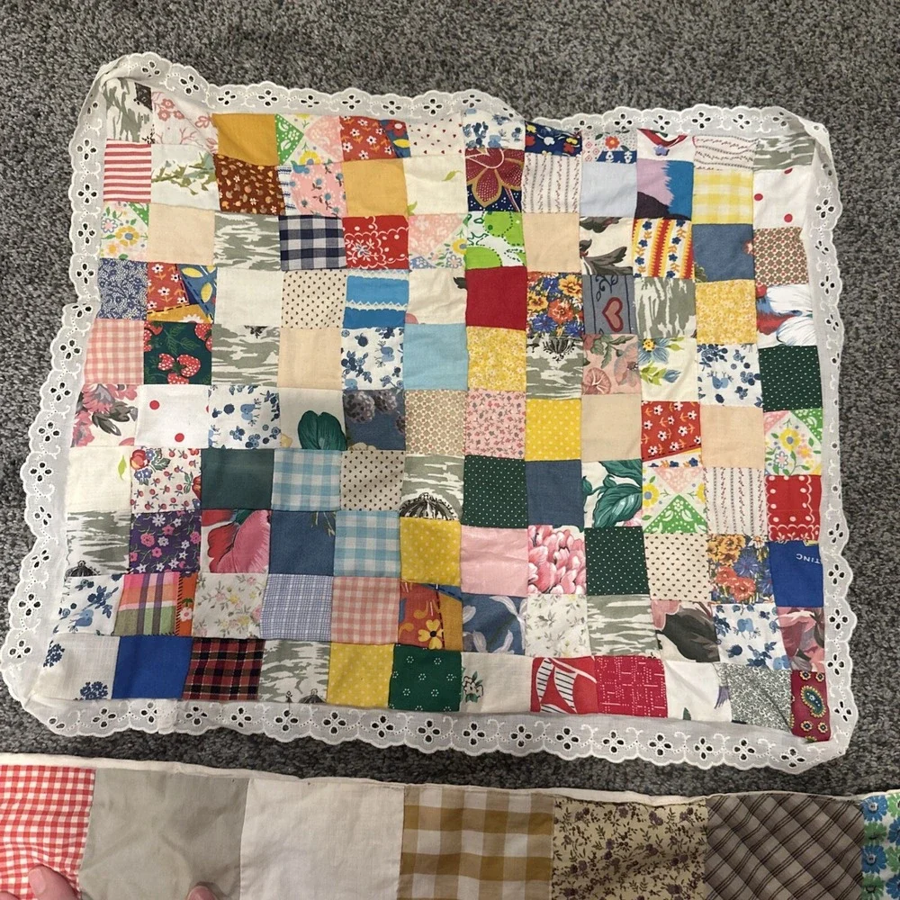 Vintage Patchwork Quilt For Toddler Bed With Patchwork Pillowcase‎